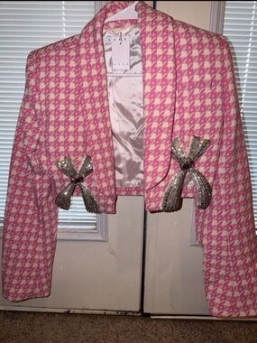 Area NYC Pink and Cream Embellished Cropped Jacket NWT $1,995 Retail
